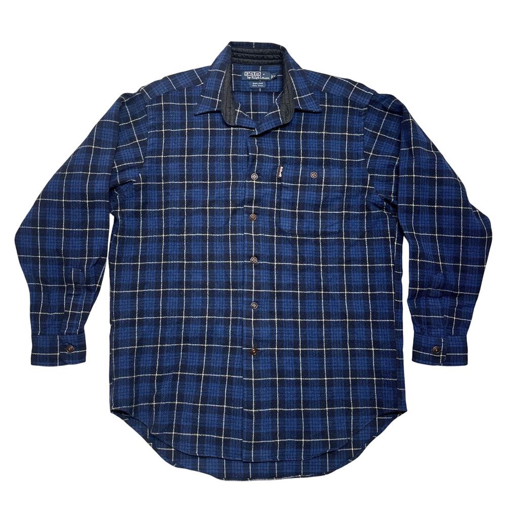 Vintage Polo Ralph Lauren Barlowe Wool Heavy Flannel Shirt Medium Plaid Outer